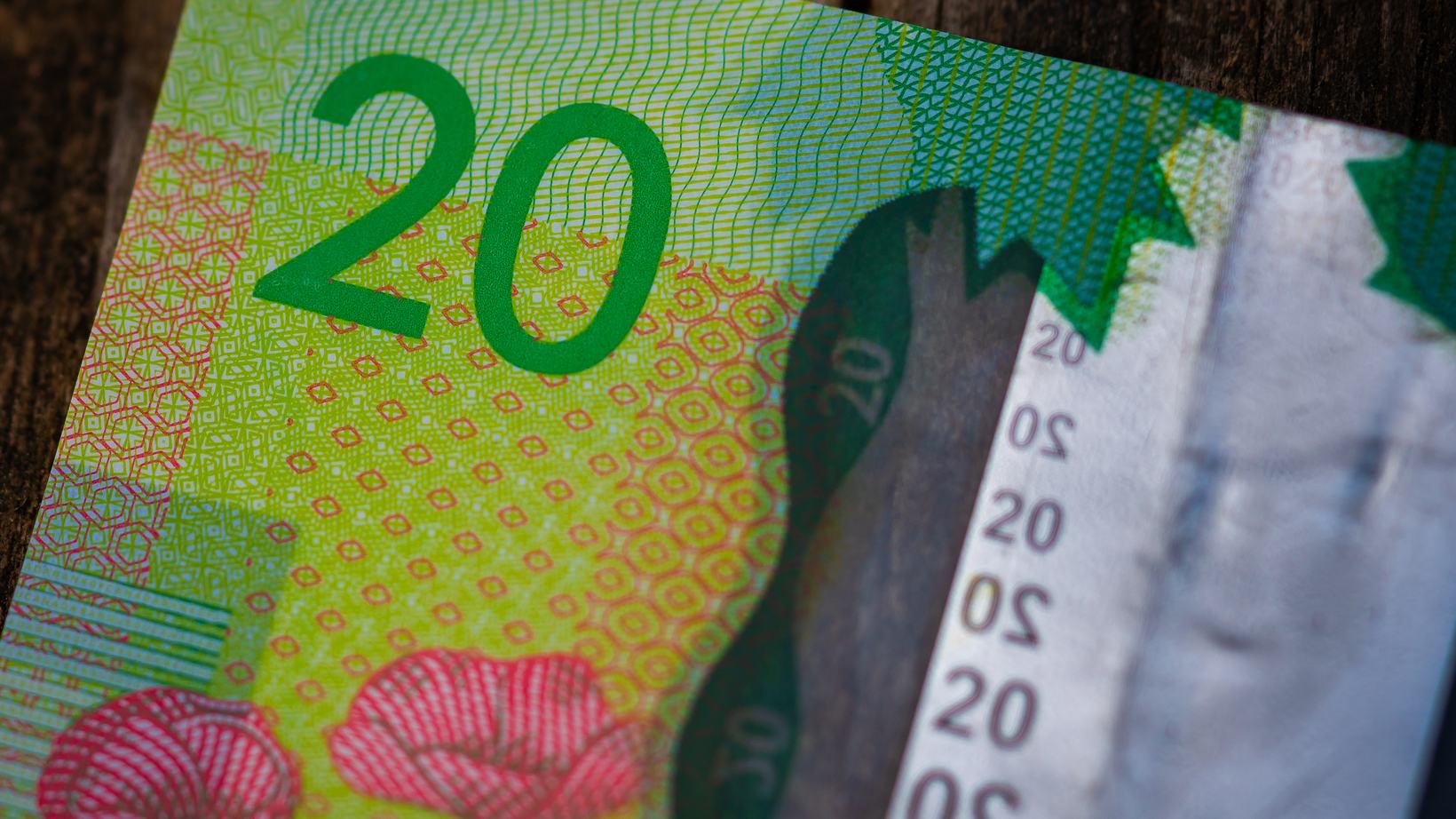 Close-up of a Canadian twenty-dollar polymer bank note